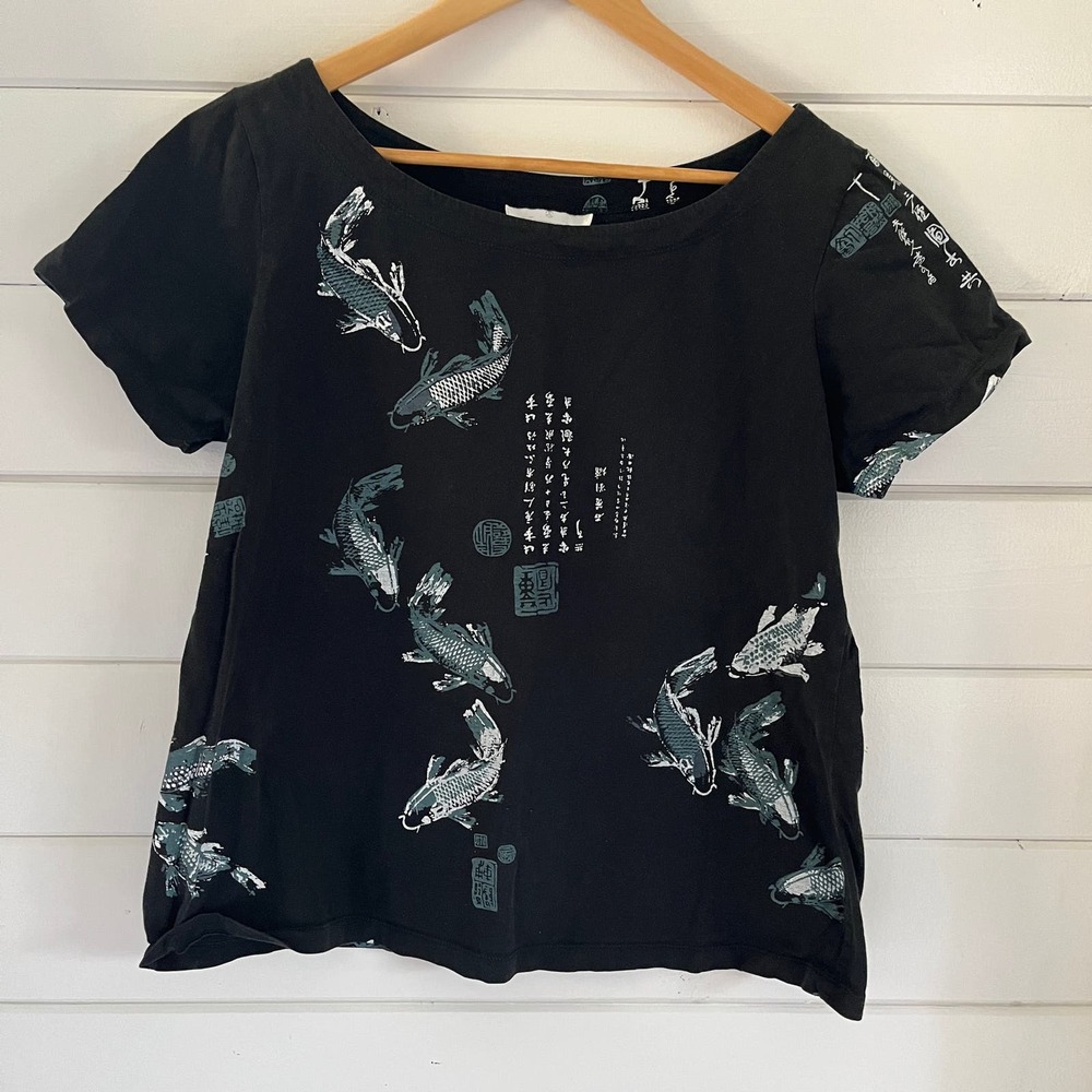 Soft Surroundings Black and White Vintage Koi Top
